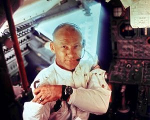 Buzz Aldrin inside Apollo 11 Lunar Module